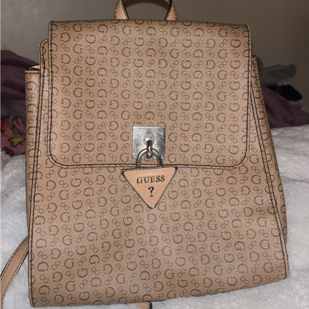 GUESS Beige Monogram Backpack